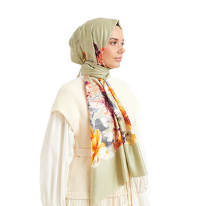 Water Green Hazan Modal Silk Hijab - Thumbnail