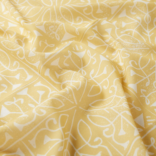White Gold Ethnic Pattern Cotton Scarf