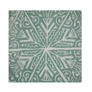 White Green Ethnic Pattern Cotton Scarf - Thumbnail
